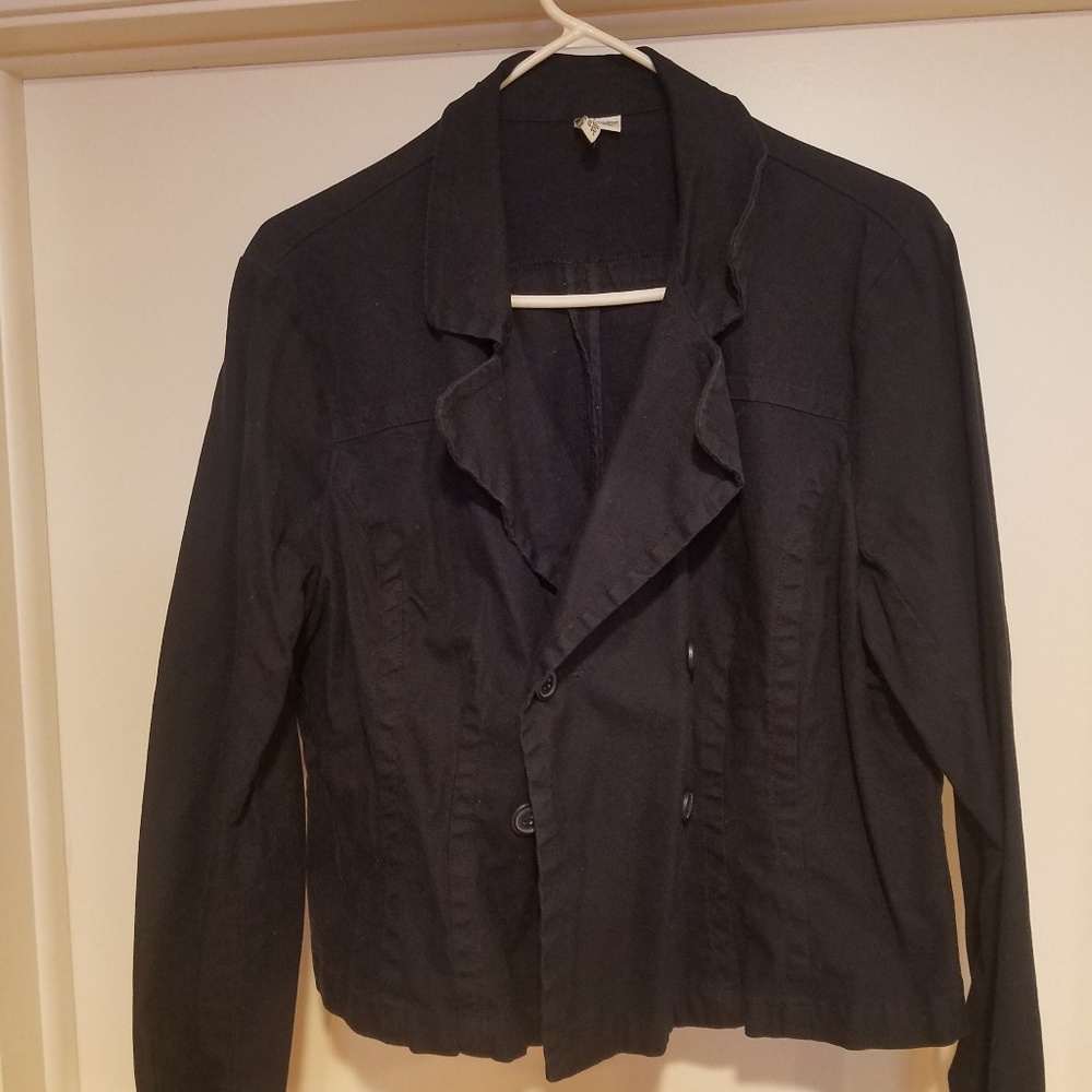 Casual Dark Blue Jacket with Buttons